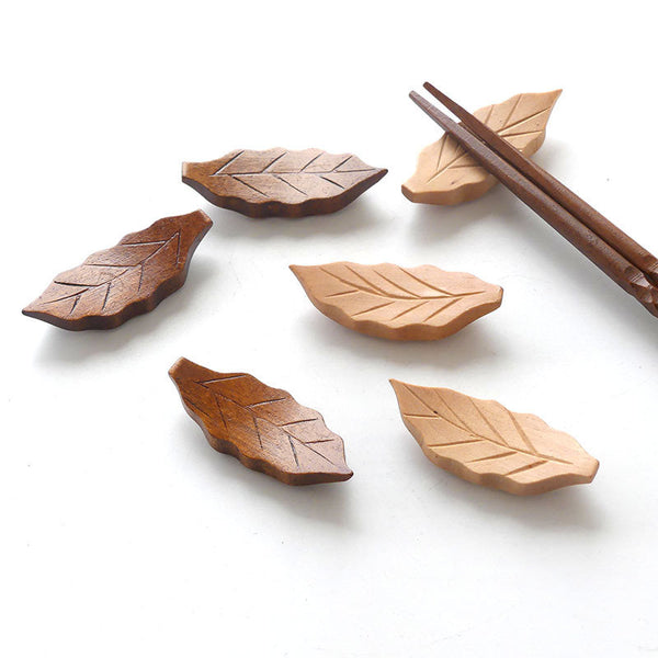 Leaf Chopstick Rest - Wooden Chopstick Holder - Cute Japanese Chopstick Stand - Serving Utensils - Table Decor - Restaurant Decoration