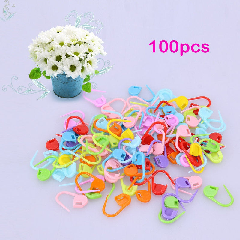 Pack of 100 Locking Stitch Markers - Plastic Stitch Markers - Knitting Markers - Knitting Supplies - For Knitting and Crochet