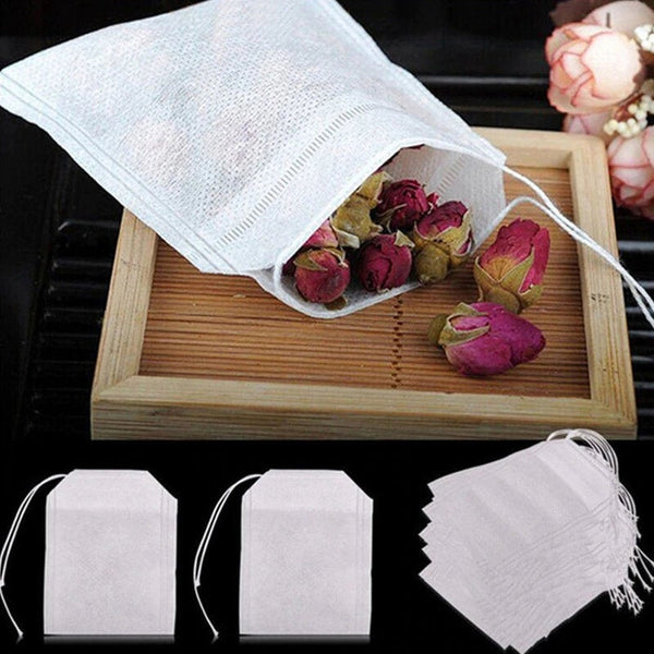 Empty Fabric Tea Bags with String - Eco Friendly Disposable Herb Lavender Pouch Loose Leaf Tea Infuser Strainer Drawstring Filter