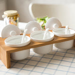 Spice Jars - Wooden Spice Rack - Kitchen Storage - Cooking Gifts - Restaurant Supplies - Dining Table - Condiment Seasoning Container Set