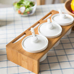 Spice Jars - Wooden Spice Rack - Kitchen Storage - Cooking Gifts - Restaurant Supplies - Dining Table - Condiment Seasoning Container Set