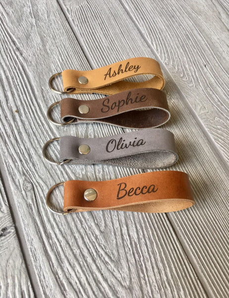 Chaveiro de Couro Personalizado, Anel de Chaves de Couro Personalizado, Chaveiro Gravado com Monograma, Presente de Natal, Etiqueta com Nome, Porta-Chaves Personalizável