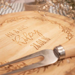 Personalized Wood Cheese Board Serving Set - Custom Made Personalised Wooden Cheeseboard Set - Engraved Chopping Board Bread Cutting Block