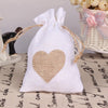 12 Wedding Hessian Burlap Jute Favor Gift Bags, Heart Drawstring Jewelry Pouch Wedding Party Candy Bags, Bracelet Pouch Linen, Eco Small Bag