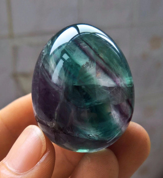 Rainbow Fluorite Tumbled Stones Polished - Round Egg Shape Loose Gem Stone - Healing Stone Chakra Reiki - Crystal - Worry Stones Energy