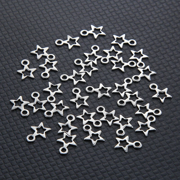 Small Star Charms Double 2 Sided Charms Bulk Charm Antique Silver Tone Celestial - Pendant Charm for Bracelet - Jewelry Making Supplies