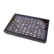 Black Cufflink & Ring Display Case Storage Organizer Box with Glass Window - Large Jewelry Display Case - Ring Holder - Earring Pin