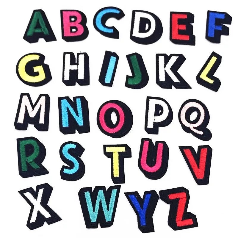 Alphabet Letter Iron Or Sew On Patches Appliques Colorful Letters Embr –  LightningStore