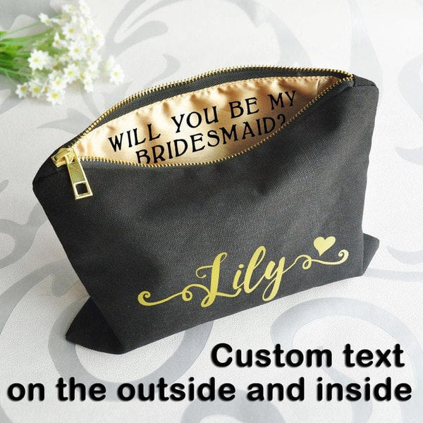 Bridesmaid Makeup Bag Personalized, Custom Makeup Bag, Personalized Bag, Custom Toiletry Bag, Customized Makeup Bag, Wedding Gift