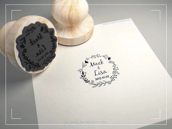 Wedding Monogram Stamp, Rubber Stamp, Save the Date Stamp, Wedding Date Stamp, Wedding Favors, Personalized Stamp, Retro Custom Stamp Seal