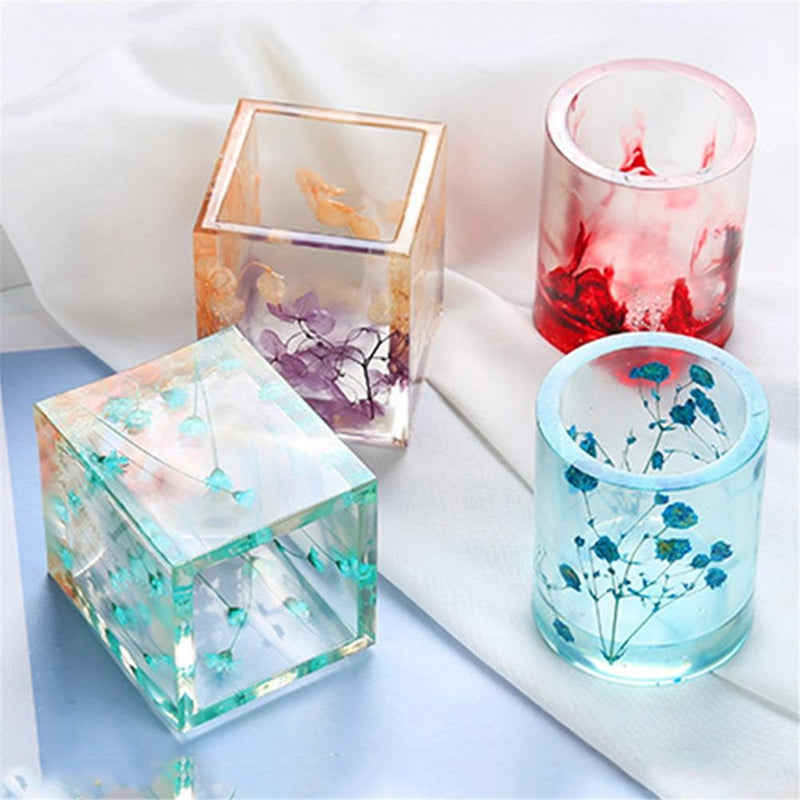 Pen holder Silicon Mold -Flower Pot Mould - Home Decoration Silicone Mold - Resin Mold - Circle and Square Pen Holder Molder Succulent Decor