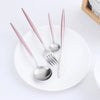 24 Pcs Luxury Pink and Silver Metal High Quality Cutlery Dinnerware Set - Tableware Dinner Dining Cutleries Fork Spoon Knife Utensil