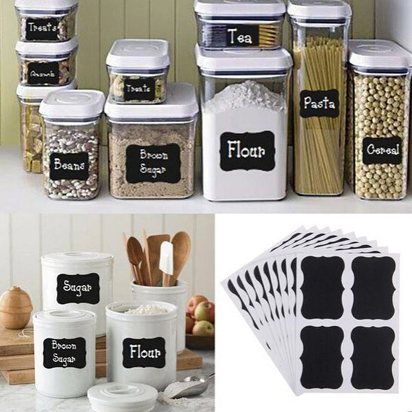 Jar Label Stickers - Chalkboard Blackboard Chalk Board Craft Kitchen Name Tags Black - Container Pantry Kitchen Supplies - Spice Jar Food