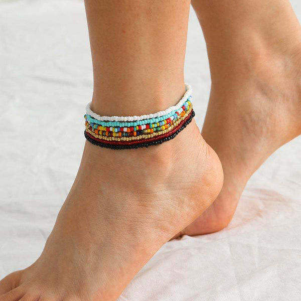 5 Pieces Beaded Anklet, Bead Anklet Ankle Bracelet, Dainty Anklet , Gift for Her, Gift for Girlfriend Wife Mom, Boho Foot Jewelry For Women
