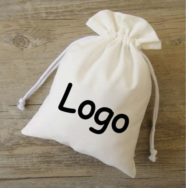 50 Personalised Favour Bags - Custom Drawstring Pouch - Custom Name Logo Gift Jewelry Favor Flannel Bags - Weddings, Baby Shower Parties