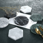 Marble Coaster - Round Hexagon Non-Slip Stone Kitchen Dining Decor - Tableware - Housewarming Gift - Drink Coasters - Bar Coasters