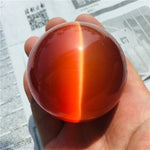 Red Cat Eye Crystal Sphere - Healing Crystal Reiki Orb - Stone Quartz Gemstone