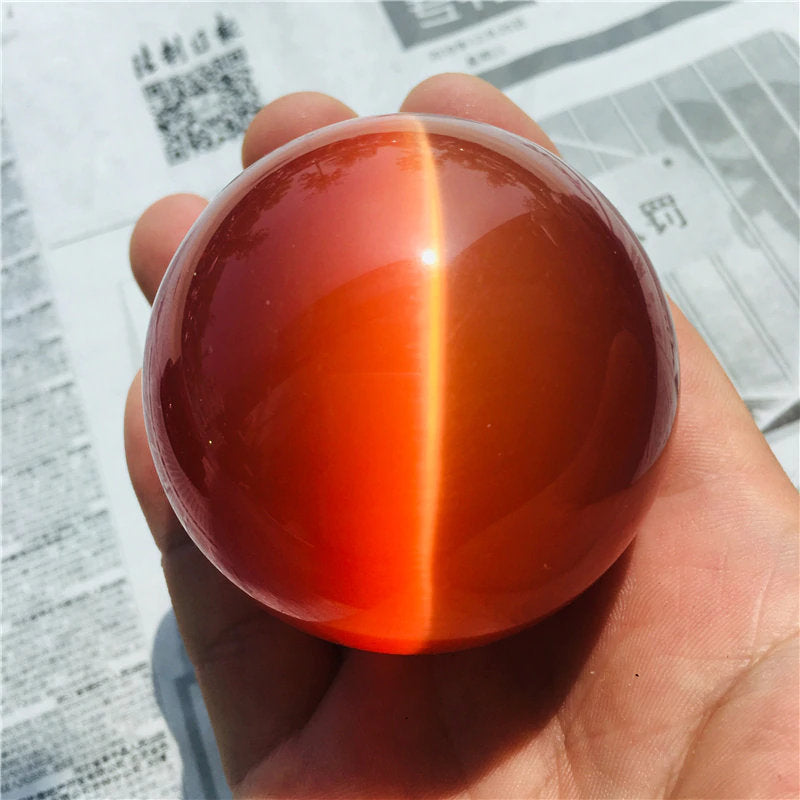 Red Cat Eye Crystal Sphere - Healing Crystal Reiki Orb - Stone Quartz Gemstone