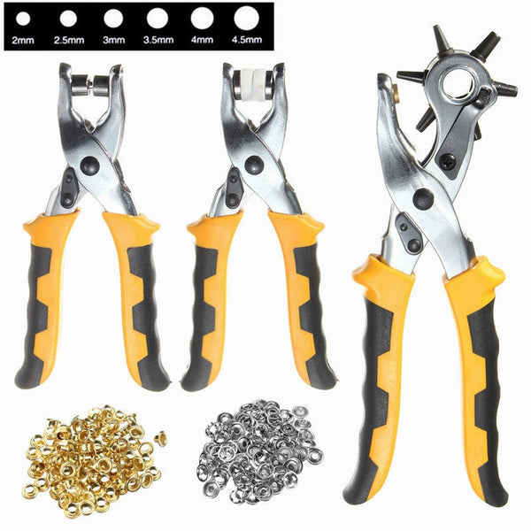Leather Hole Punch, Revolving Turning Rotary Leather Belt Hole Puncher Pliers Hand Tool, Heavy Duty Punch, Eyelet Plier, Snap Button Grommet