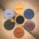 Personalized Coasters - Custom Coaster - Engraved Leather Coasters - Bridal Shower - Wedding Gift - Monogram Coaster - Dining Table Decor
