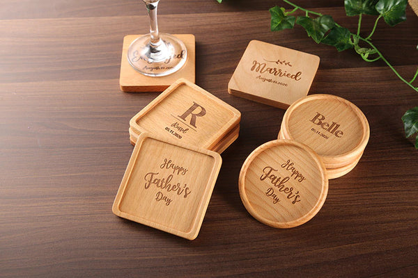 Personalized Coasters - Custom Coaster - Engraved Wooden Coasters - Bridal Shower - Wedding Gift - Monogram Coaster - Dining Table Decor