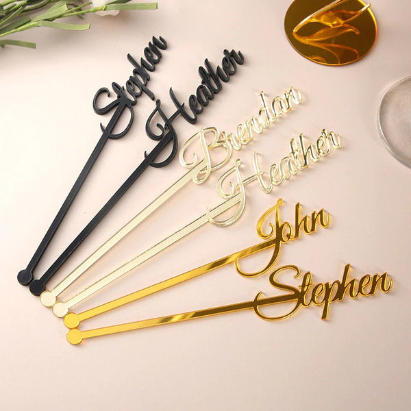Personalized Name Drink Stirrers Custom Swizzle Sticks Bridal Wedding  Party Picks Table Centerpiece Birthday Decor Cocktail Bar Accessories