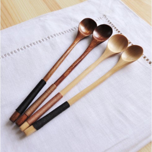 Long Handle Wooden Spoons, Coffee Ice Tea Honey, Stirring Serving Utensils, Japanese Style Wooden Spoon Kitchen Cooking Utensil Tool Supplies