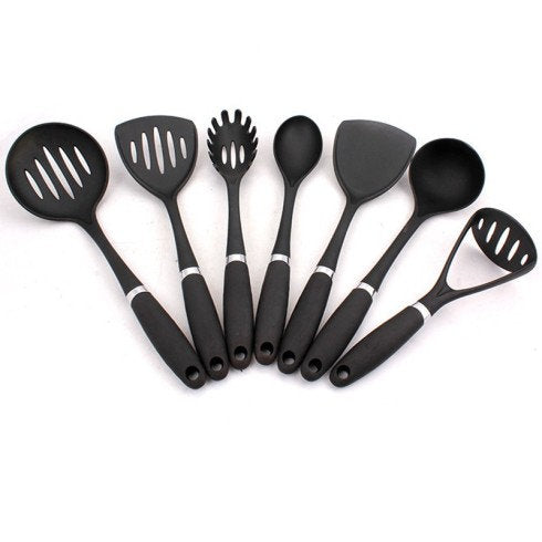 Nylon Kitchen Utensils, Matte Black Spoon, Spatula, Cooking Utensils, Kitchenware, Housewarming Gift Supplies, Tableware, Culinary Chef