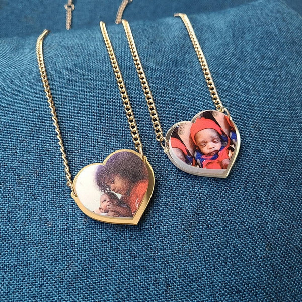 Personalized Photo Heart Necklace, Custom Pendant, Birthday Present, Christmas Anniversary Wedding Gifts, Girlfriend Mom Wife Gift Present
