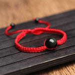 Bracelet Adjustable Bracelet Black Obsidian Bracelet Friendship Negative Energy Protection From Evil Gift Ideas Mens Chakra Protection