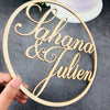 Round Wedding Name Sign - Mr and Mrs Sign - Custom Name Sign - Personalized Sign Sweetheart Decor First Name Name Centerpiece Wall Hanging