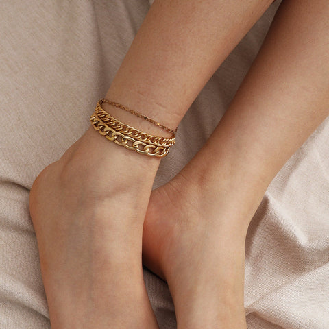 Gold Figaro Anklet, Chain Anklet Ankle Bracelet, Dainty Anklet , Gift for Her, Gift for Girlfriend Wife Mom, Boho Foot Jewelry For Women
