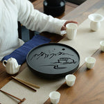 Ceramic Round Gongfu Tea Tray, Saucers, Boards with Water Tank, Tea Wares, Tea Sets, Tea Tools, Gifts for Chinese Gongfu Tea Ceremony