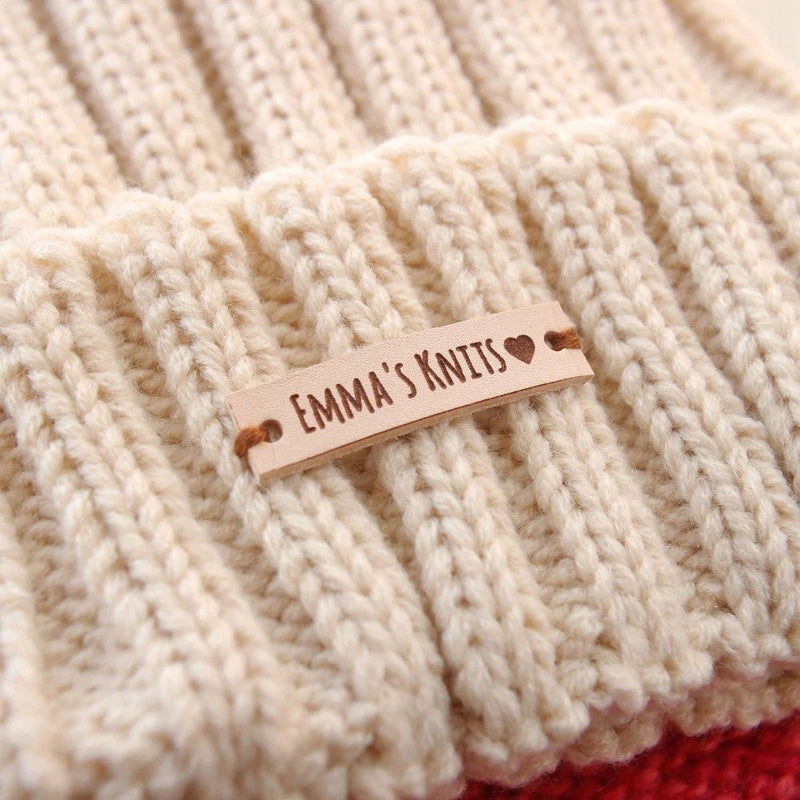 25 Leather Product Tag Set - Custom Personalized Tags - Engraving Engraved Labels For Clothing Sewing - Branding Knitting Handmade Supply