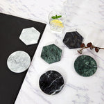 Marble Coaster - Round Hexagon Non-Slip Stone Kitchen Dining Decor - Tableware - Housewarming Gift - Drink Coasters - Bar Coasters