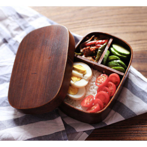 Wooden Lunch Box - Japanese Style Wooden Bento Box - Single Layer Bento Box  - Sushi Box  - Handmade Wooden Tableware - Kids School