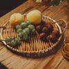Handwoven Round Rattan Breakfast Tray | Wicker Storage Tray | Wedding Gift | Breakfast Table Tray | Bowl Tray | Straw Tray