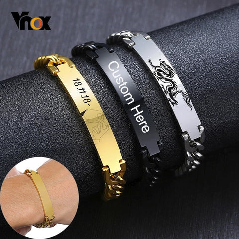 Personalized Men's Engraved Bracelet - Custom Gift Men Engraving Birthday Valentine Jewelry Gift for Dad Father Boyfriend Son Husband Gift