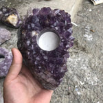 Raw Amethyst Candle Holder, Raw Quartz, Decor, Candle Decor, Amethyst, Healing Crystals, Amethyst Cluster, Crystal, Gift, Candleholder