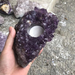 Raw Amethyst Candle Holder, Raw Quartz, Decor, Candle Decor, Amethyst, Healing Crystals, Amethyst Cluster, Crystal, Gift, Candleholder