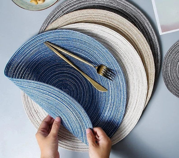 Round Linen Table Mat - Wedding Gift Tea Set Mat - Placemat - Decor - Dining Table - Tableware - Dinner Supplies - Geometric Mats -  Boho