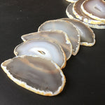 6 Pieces Agate Slices- Geode Slice - Wedding Place Cards Natural White Grey Agate Placecards Crystals Name Cards For Calligraphy Wholesale