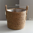 Rattan tárolódoboz - Tárolókosár - Fonott kosár - Tengeri fű kosár - Kézzel készített rendszerező kosár - Fonott tároló - Játék láda - Környezetbarát mosoda