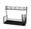 Dish Drying Rack - Kitchen Drainer - 2 Tier Stainless Steel Shelf - Counter Organizer Storage - Cooking Utensil Holder - Plate Drainboard