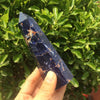Sodalite Obelisk Tower Point, Blue Crystal Tower, Sodalite Tower, Crystal Reiki Healing, Energy Balancing, Sodalite Wand Spear