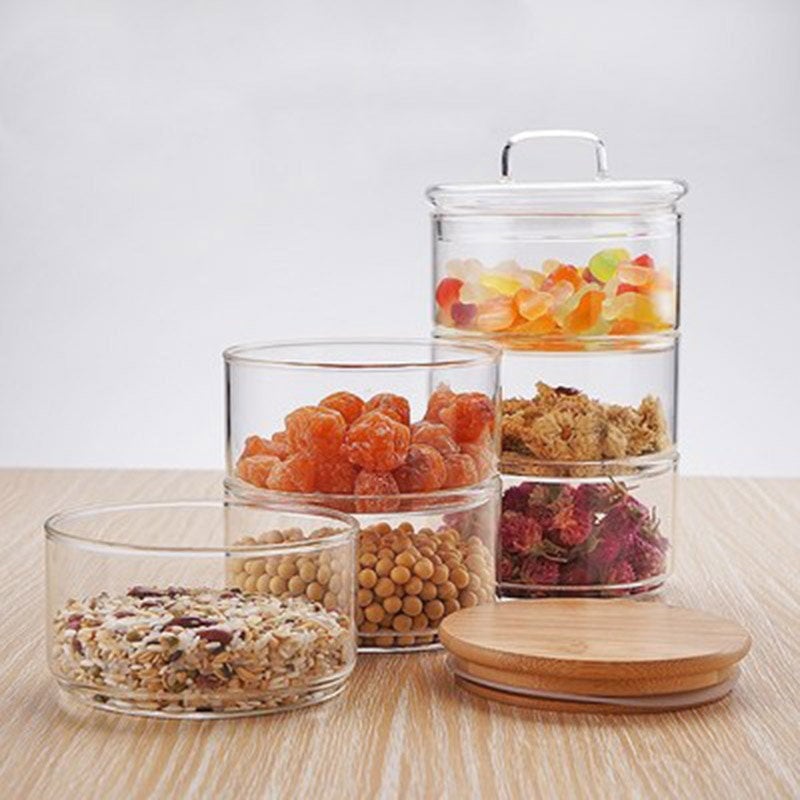 Stackable Glass Jar with Bamboo Lid | Food Storage | Candle Jars | Kitchen | Declutter | Kitchen Organization | Glass Storage | Bamboo