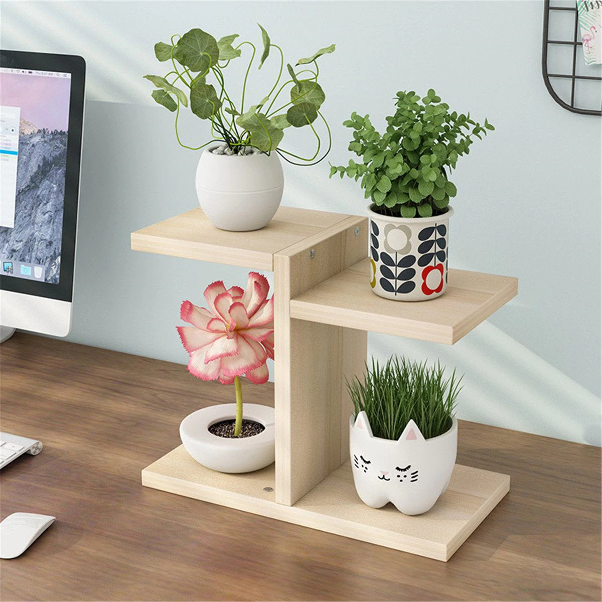 indoor farmhouse plant stand Wooden Plant Stand, Multiple Layer Pot Holder Table, Rustic Indoor Dec – LightningStore