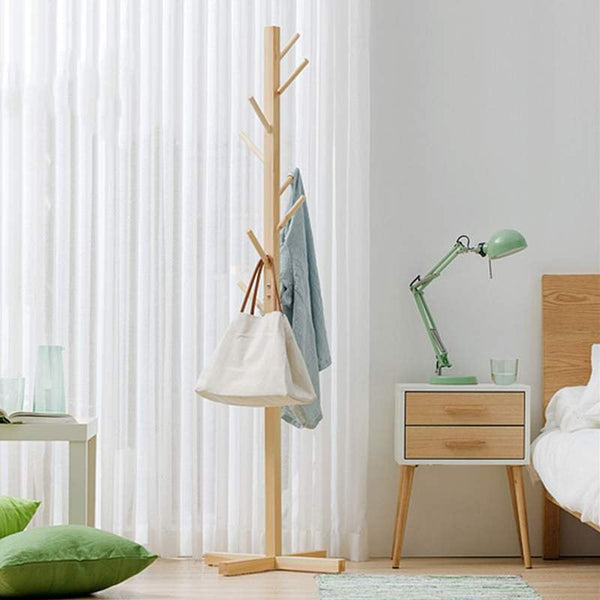 Wooden Coat Hanger, Simple Minimalist Coat Rack, Wood Hanger Floor Standing, Home Furniture Storage Clothes Hanging Hanger Bedroom Drying