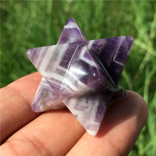 Amethyst Natural Gemstone Merkaba Star -  Reiki Healing Crystal - Spiritual Sacred Energy - Chakra Balancing Gift - Asteroid Meditation