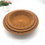 Handwoven Round Rattan Bread Tray | Rattan Storage Tray | Wedding Gift | Breakfast Table Tray | Bowl Tray | Straw Tray